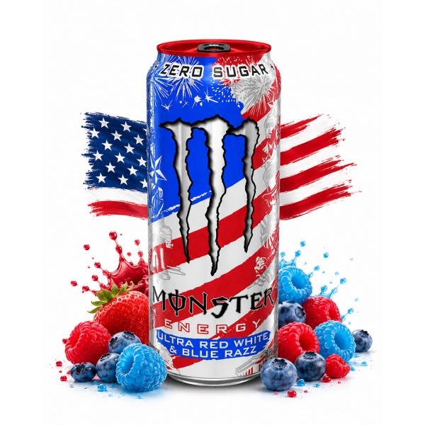 Monster ultra red white blue razz