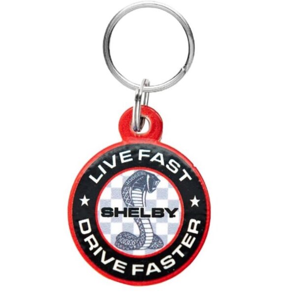 Porte clés shelby live fast, drive faster rouge